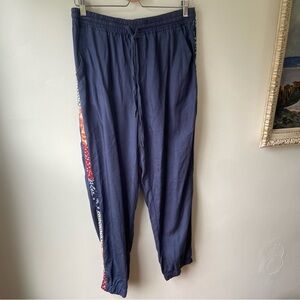 Knox Rose Blue Joggers with Patterned Side